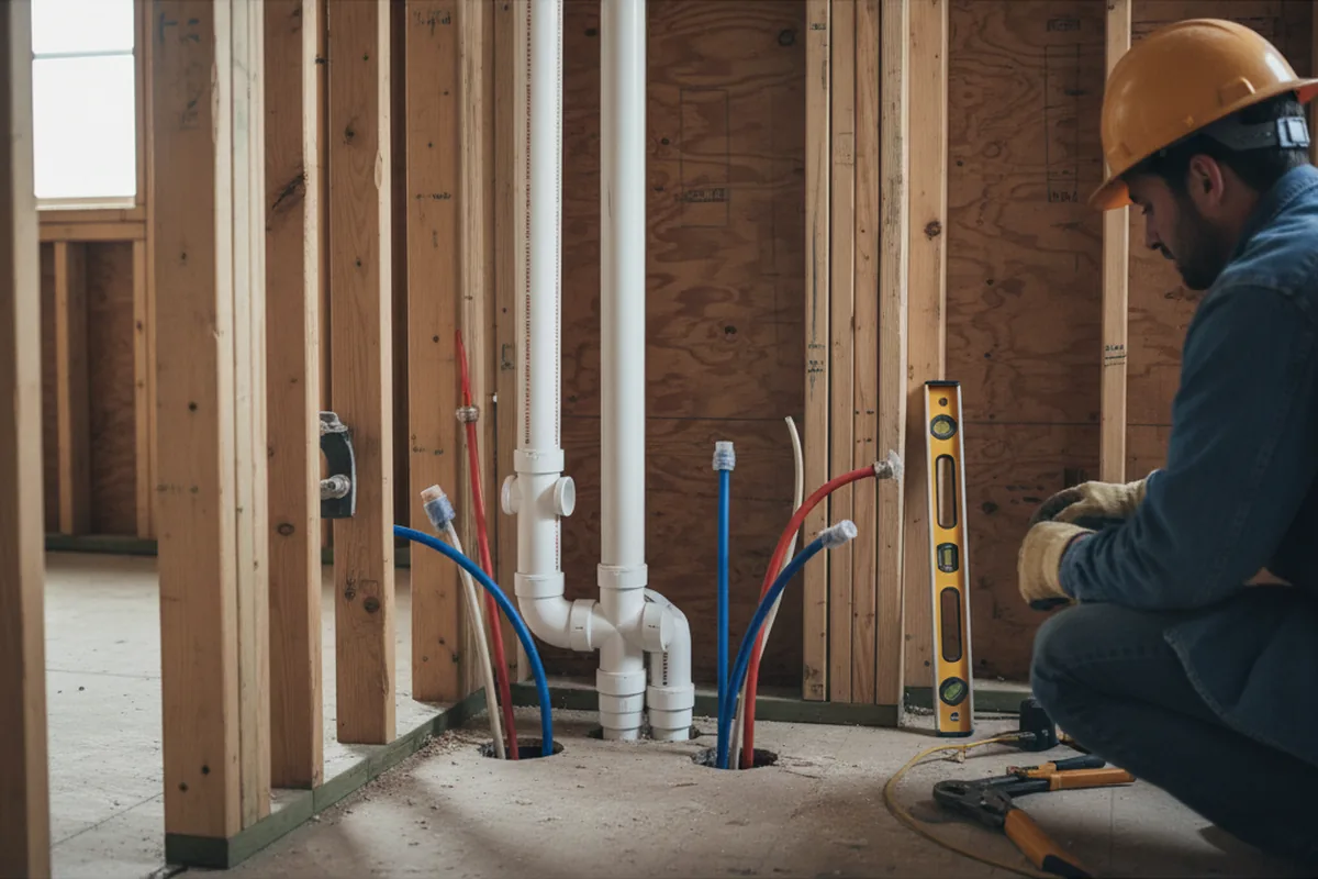 Drain and supply rough-in during Leak Detection in Moorestown