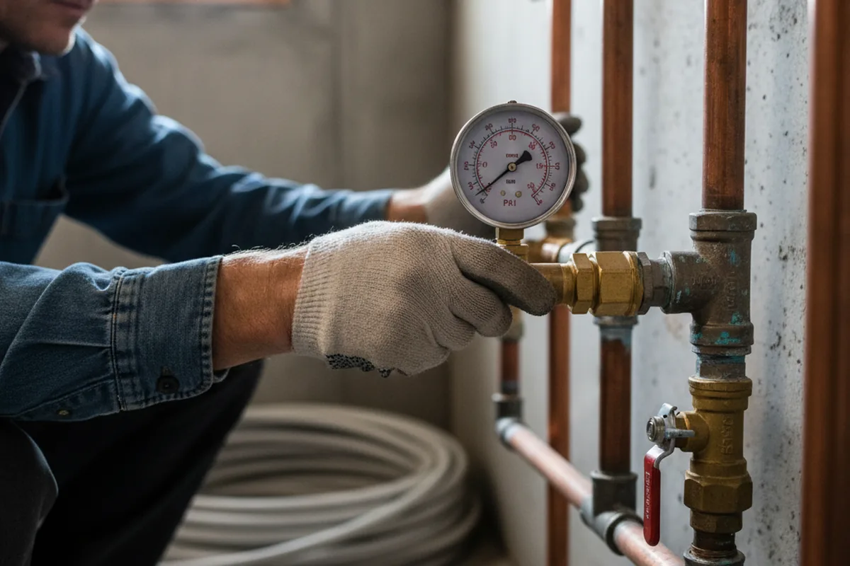 Pressure testing a repaired line during Water Line Repair in Moorestown